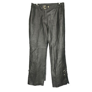 Metro Style Leather Pants Womens Sz 10 Black Genuine  Biker Lined Motorcycle